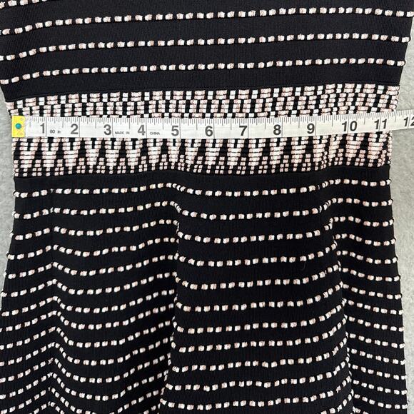 Shoshanna Mesa Dress Stretch Knit Embroidered Fit and Flare Black Pink Size XS - Picture 6 of 9
